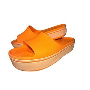Crocs Crocband Platform Slide Sandals Cantaloupe White Men’s 9 Women’s 11